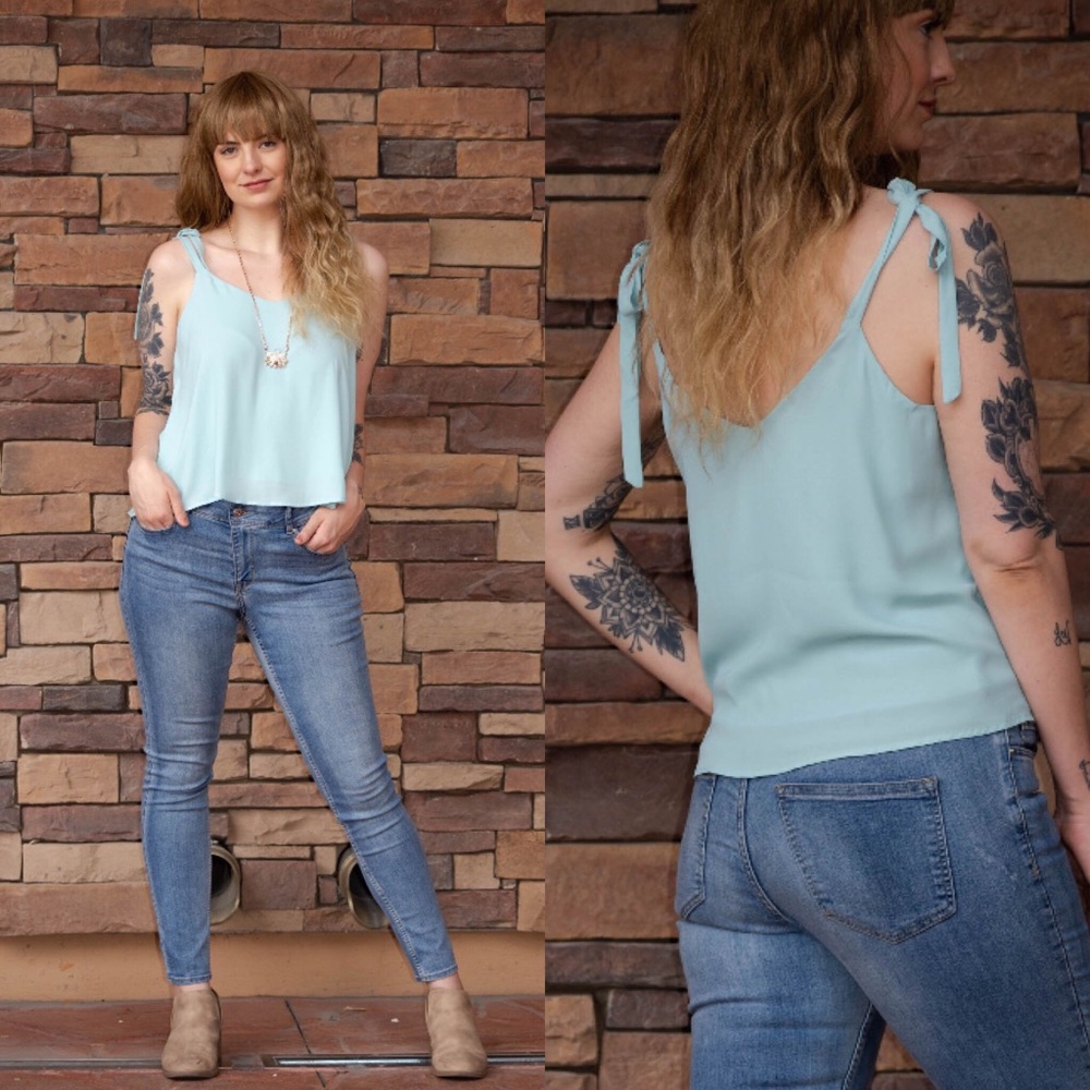 :::ONE LEFT::: Light mint/pastel tank blouse!